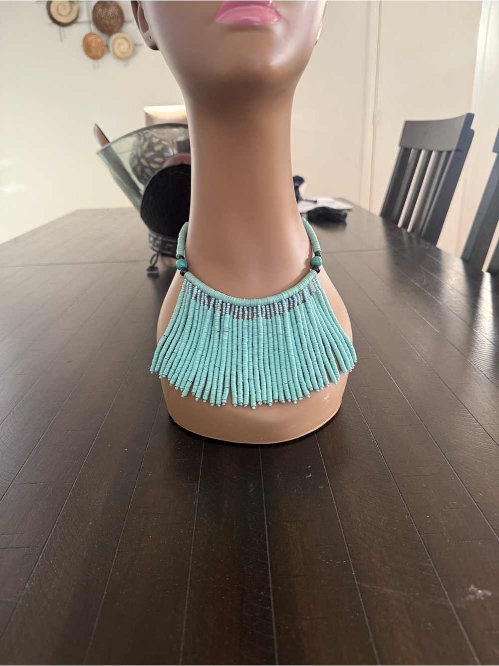 Turquoise Beaded Fringe Necklace - Women Jewelry. NWOT